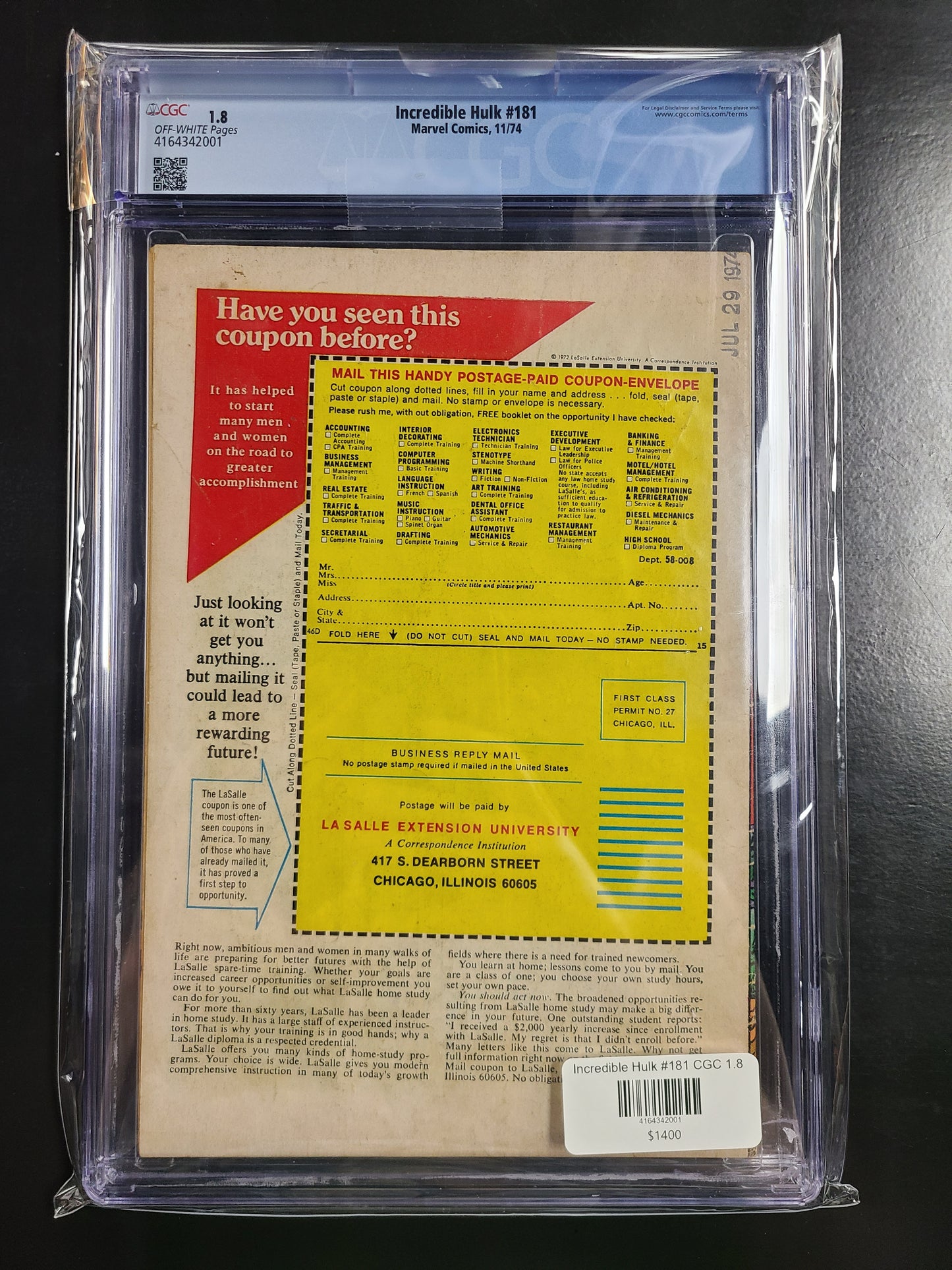 Incredible Hulk #181 CGC 1.8