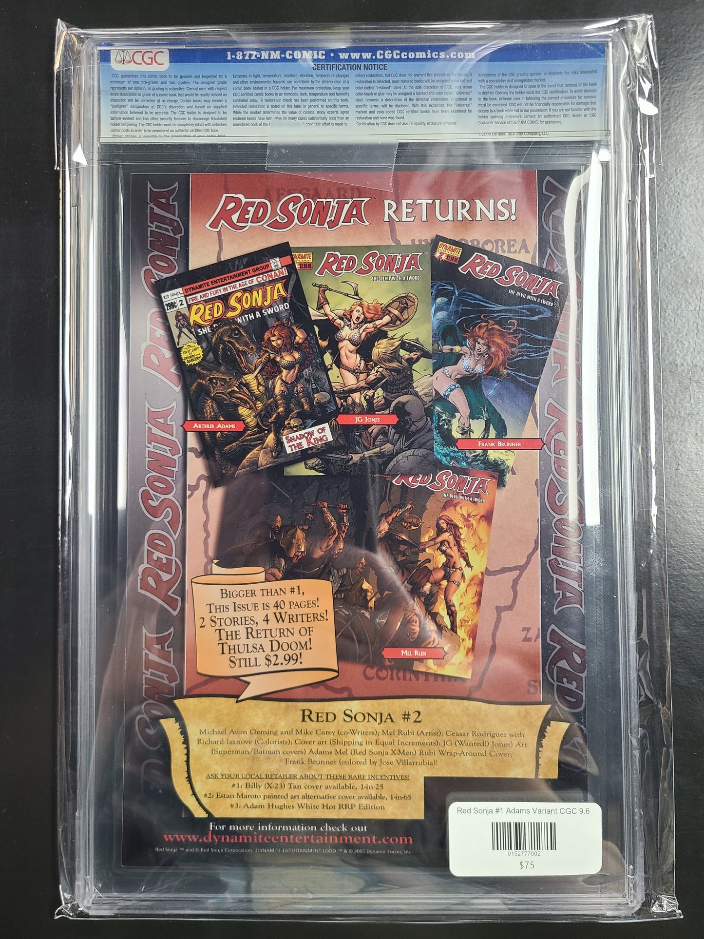 Red Sonja #1 Adams Variant CGC 9.6