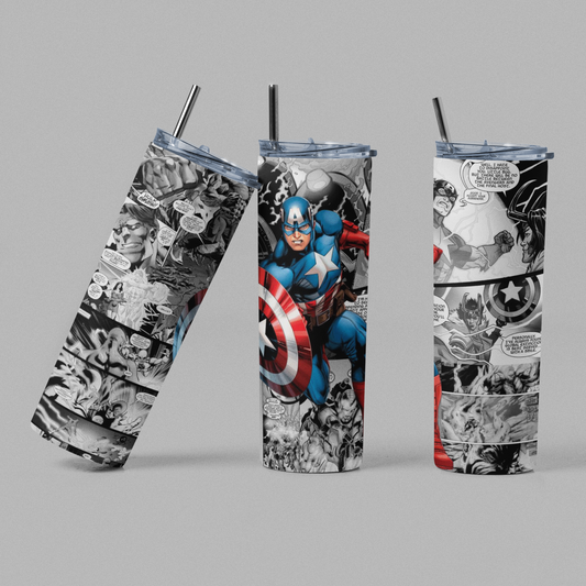 Vintage Captain A Comic Book Inspired Tumbler