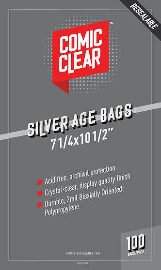 Resealable Silver Size OPP 2 MIL Bags (100 CT)