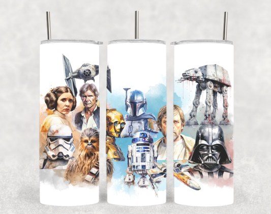 SW Watercolor Character Collage Inspired Tumbler